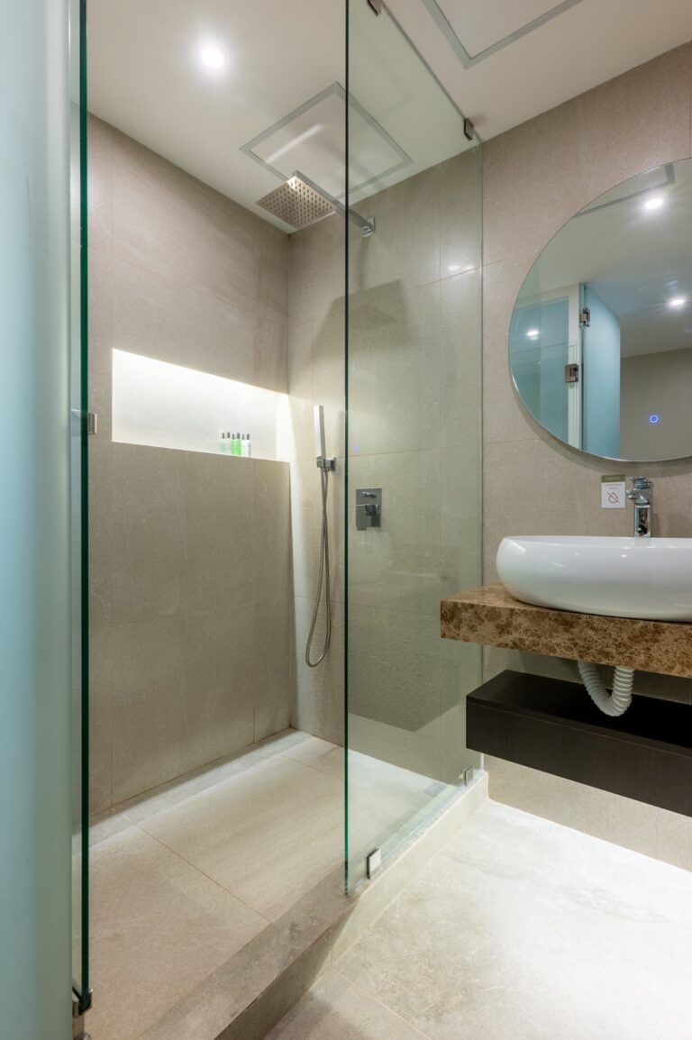 Amari bathroom — walk-in shower with rainfall head